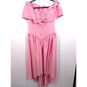 VTG Bubblegum Barbie Pink SZ 16 Chiffon bow 80s Prom Halloween Dress